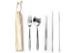 HKC1007 S/Steel Fork, Spoon, Chopsticks & Straw w Brush
