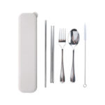 S/Steel Cutlery Set with Straw in Wheat Case HKC1022