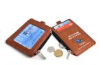 PU Card Holder with Coin Compartments BROWN