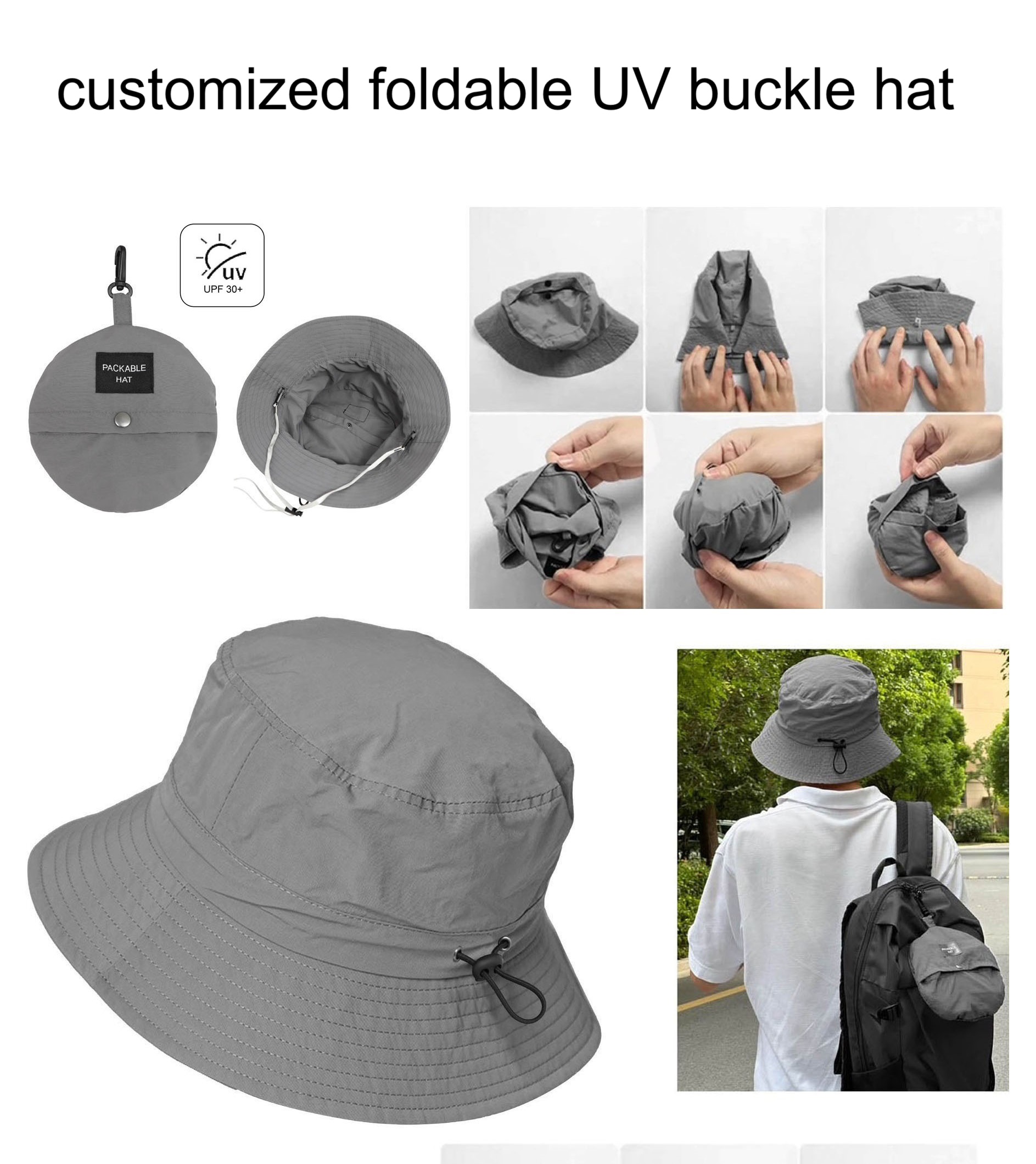 Customised Foldable UV Buckle Hat