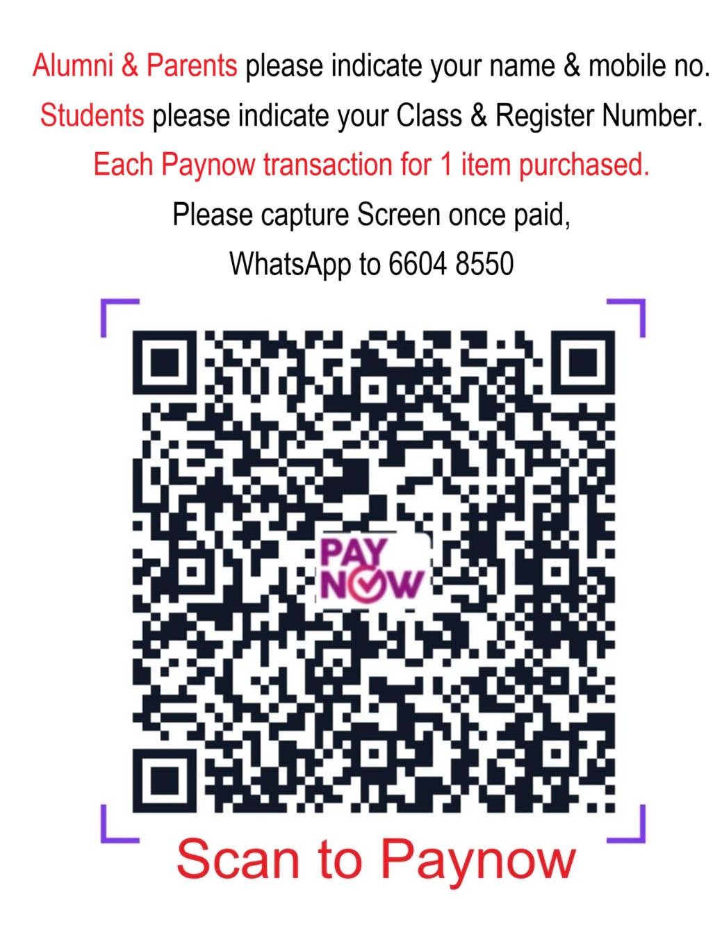 Scan to Pay for 1 Item